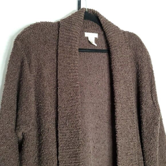 Yarnworks Long Open Cardigan Sweater XL Shawl Collar Grandpa Academia Brown - Picture 2 of 5